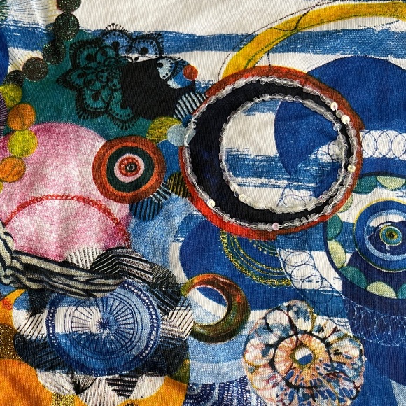 Desigual Women’s Striped Butterfly Sleeve T Shirt - Size XXL - Picture 5 of 12